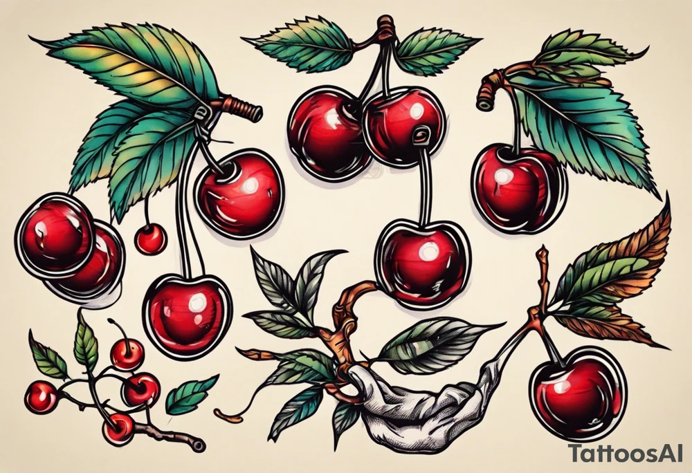vintage cherry tattoo idea
