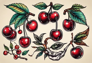 vintage cherry tattoo idea