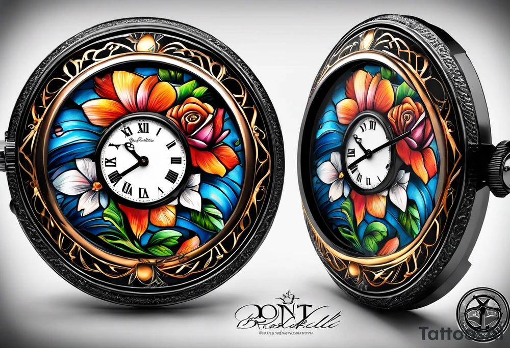 Un reloj de bolsillo, con grabado que diga “don’t forget April-24 tattoo idea