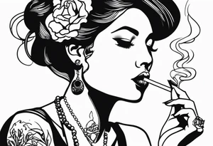 woman smoking cigarette tattoo idea