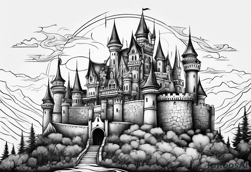 ghotic castle tattoo idea