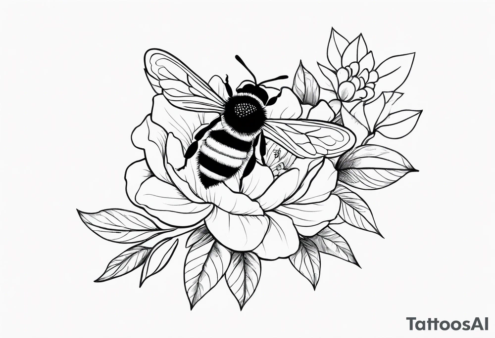 Arm wrap floral dainty with bee tattoo idea