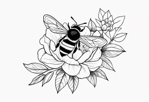 Arm wrap floral dainty with bee tattoo idea