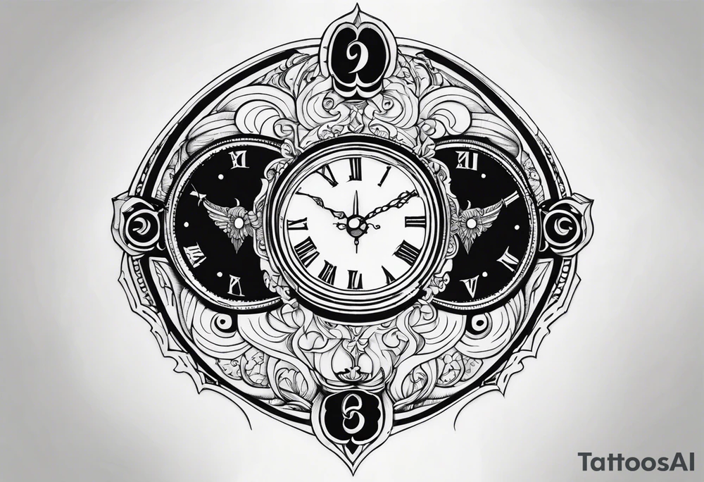 Janus, timeless clock tattoo idea