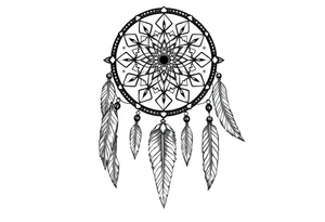 dreamcatcher, with feathers, authentic tattoo idea