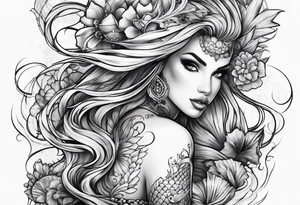 Mermaid leg sleeve tattoo idea