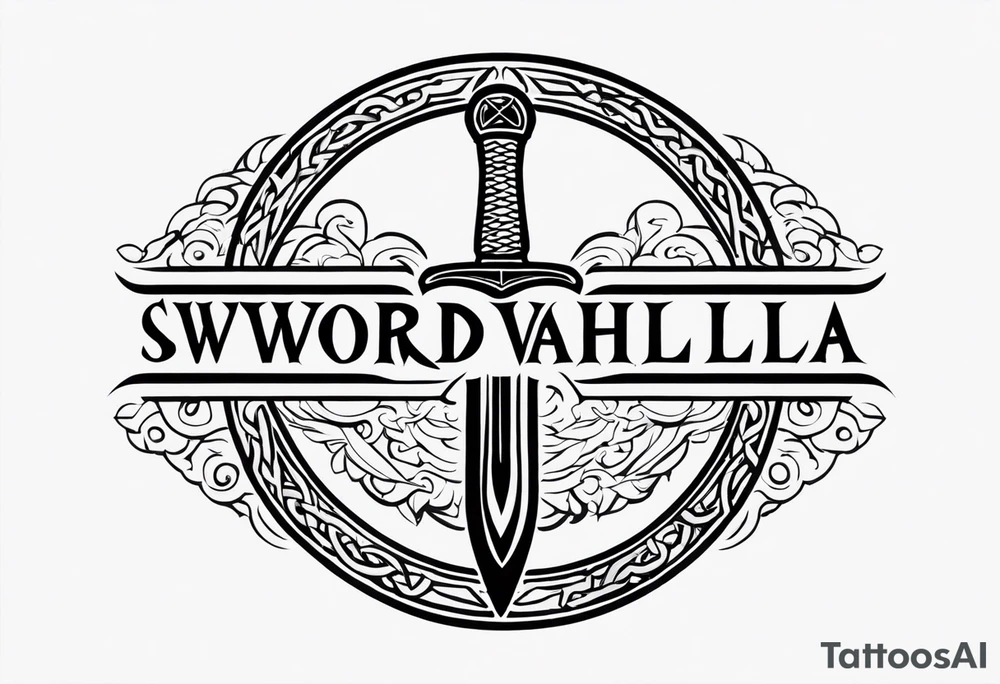 sword Valhalla circle tattoo idea