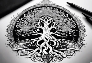 Yggdrasil and Vegvisir together tattoo idea