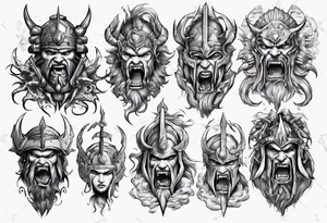 ocean gods thunder gladiator war aggressive tattoo idea