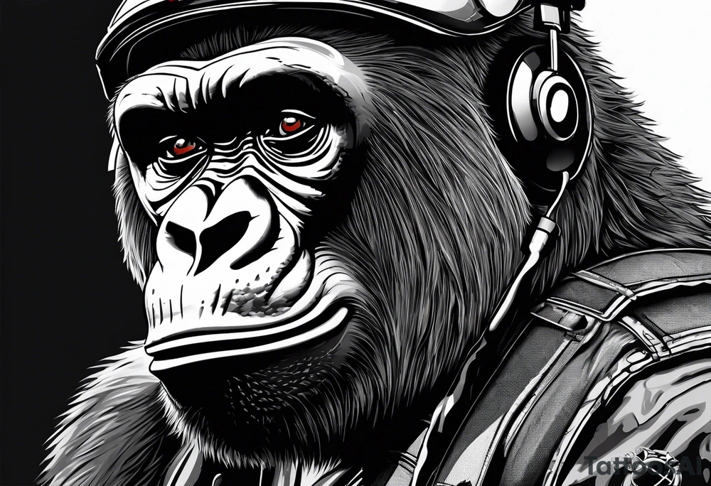 gorilla motorcycle microphone tattoo idea