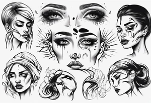 Woman’s face with and one eye is crying tattoo idea