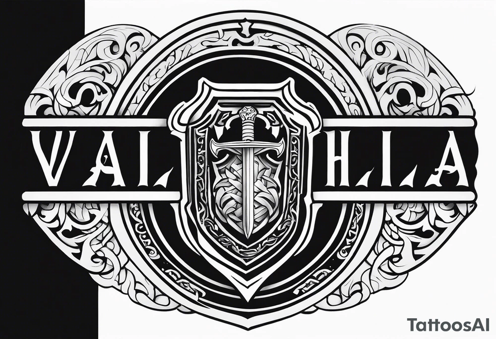 Valhalla sheild sword stairs tattoo idea