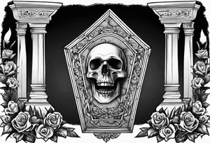 Coffin in graveyard tattoo idea