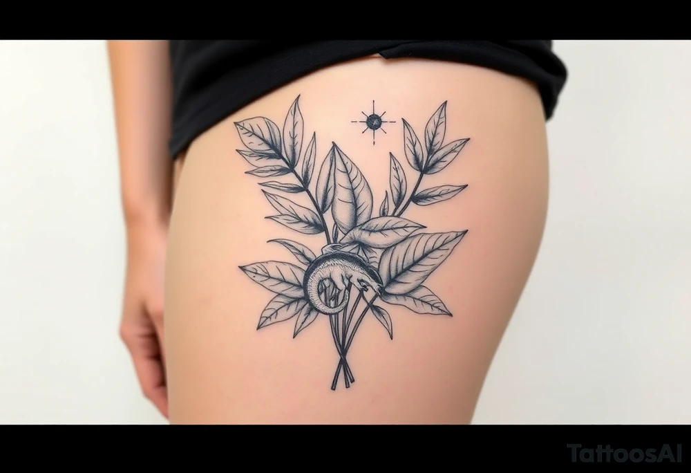 Tropical austrailian plants with hidden gecko tattoo idea