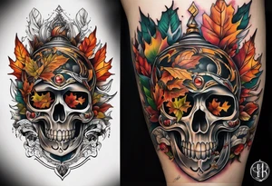 thigh tattoo with fall colors tattoo idea