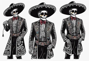 Mexico day of dead  man standing
 skeleton tattoo idea