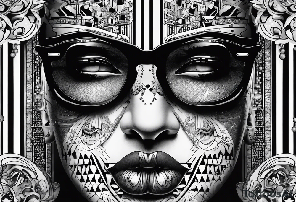 Binary codes from computer with dali masks tattoo idea Binary codes from computer with dali masks tattoo idea