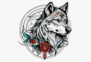 Neo traditional wolf tattoo idea