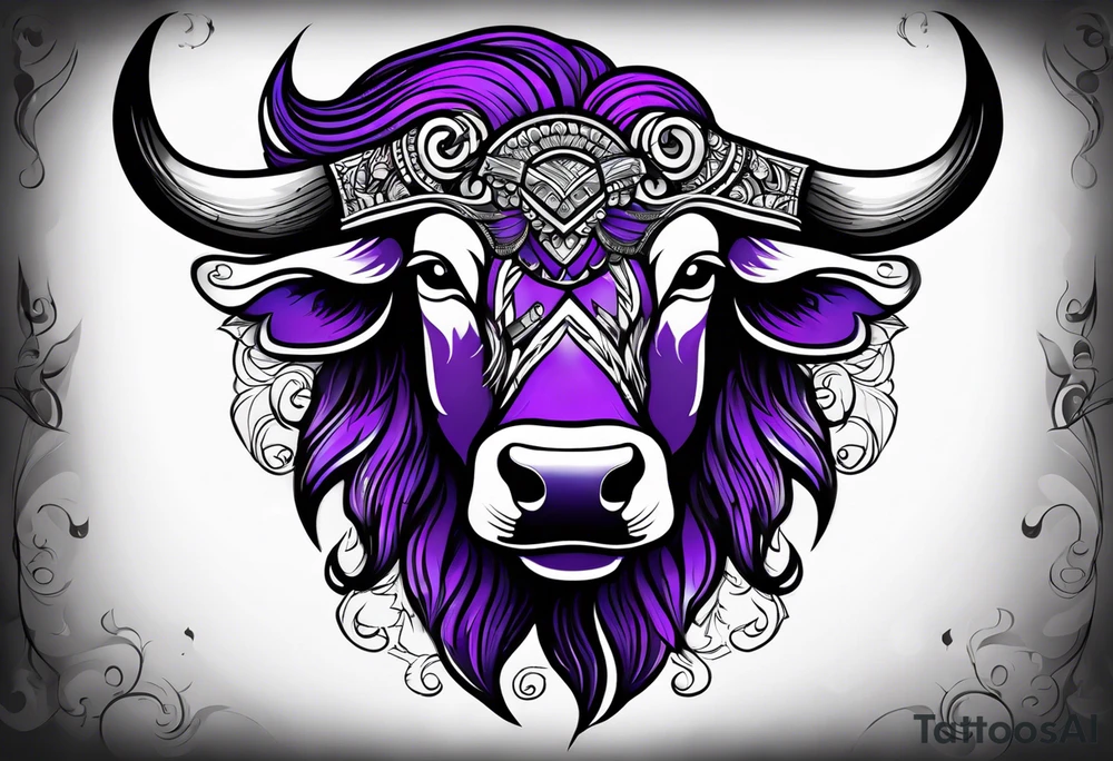 purple buffalo tattoo idea