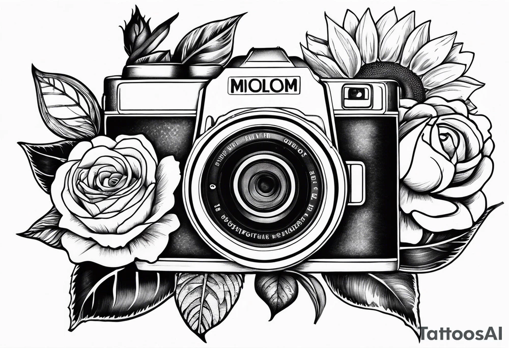Flower : rose , sunflower, camera, book tattoo idea