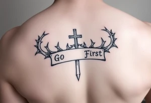 Crowns of thorns with god first and cross tattoo idea