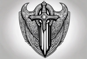 Valhalla steps shield sword tattoo idea