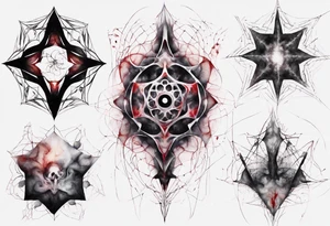 Macabre, abstract, acquarel, pigment, photon,  realistic, blood geometric fractal tattoo idea