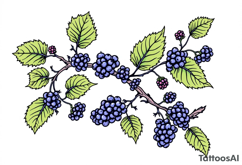 American traditional style Blackberry vine in a line tattoo idea