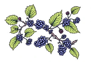 American traditional style Blackberry vine in a line tattoo idea