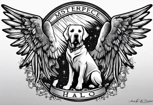 Dad and dog passed. I want 2 wings. I to represent dad as guardian angel and 1 represent la my dog. Her name was halo so I’d like to add a halo to it. I don’t want a dog on the tattoo tattoo idea