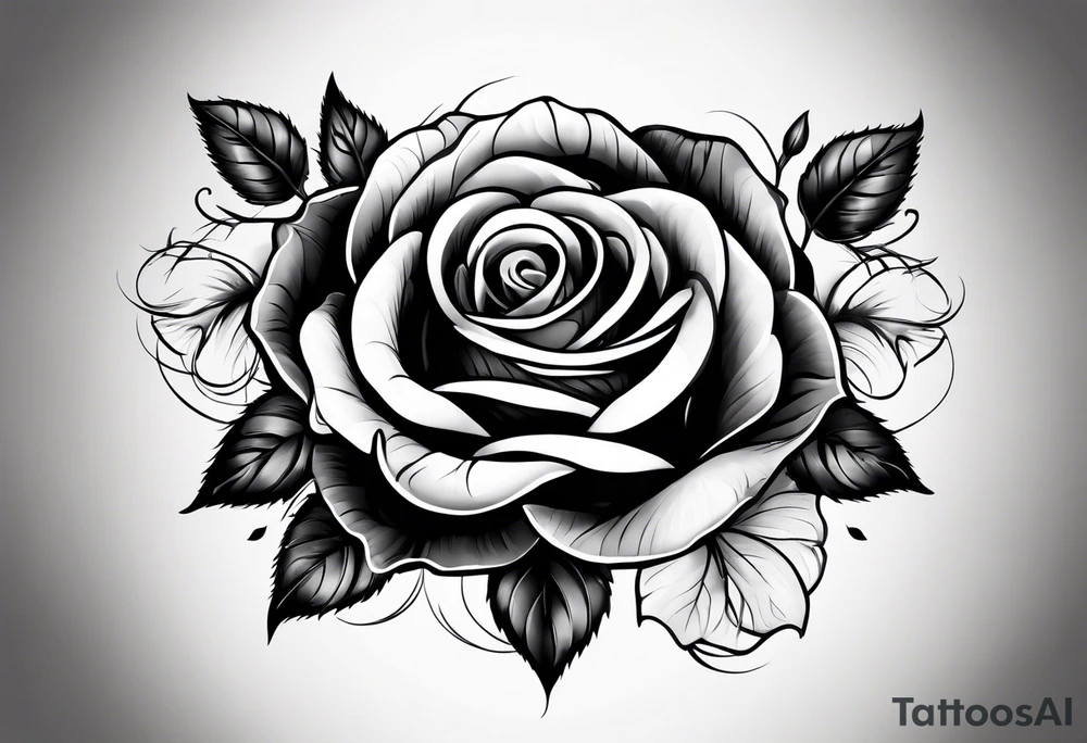 Black rose with strings tattoo idea