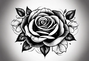 Black rose with strings tattoo idea
