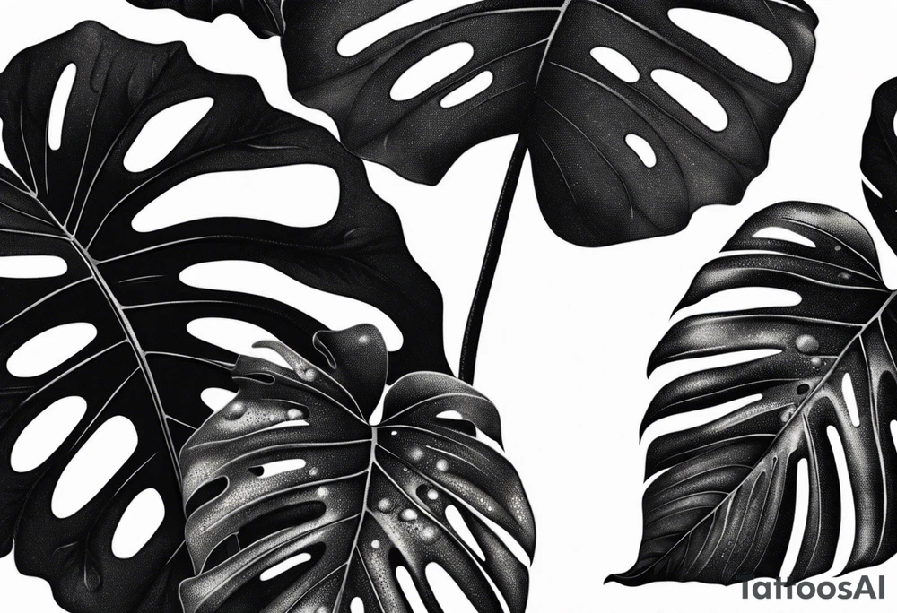 a group of monstera leaves tattoo idea