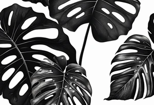 a group of monstera leaves tattoo idea