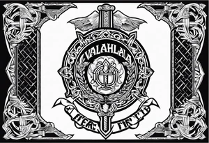 Valhalla sword  fire chains shield tattoo idea