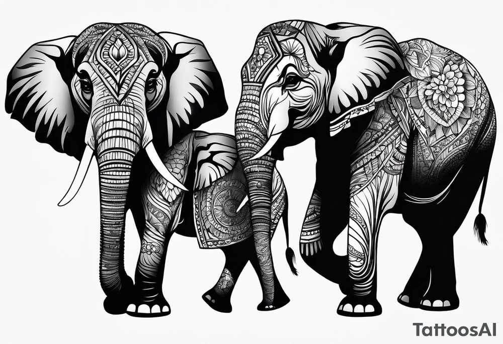mother daughter , elephants tattoo idea