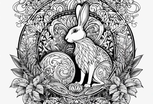 Base Design: upper armband

Include:
Heart
fern spirals
boxing hare
water

use only UK flora and fauna tattoo idea