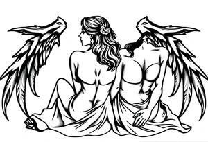 Two sisters sitting next tattoo idea