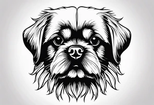 A one-line drawing of the contour of a pekingese dog's head. tattoo idea