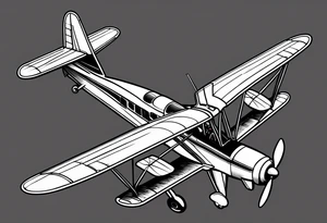 sketch of adventure plane in perspective from the above tattoo idea