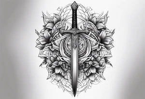 geometric, sword tattoo idea