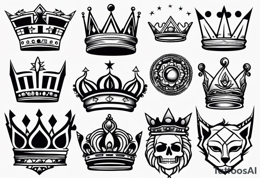 Variety of crowns style flash sheet tattoo idea