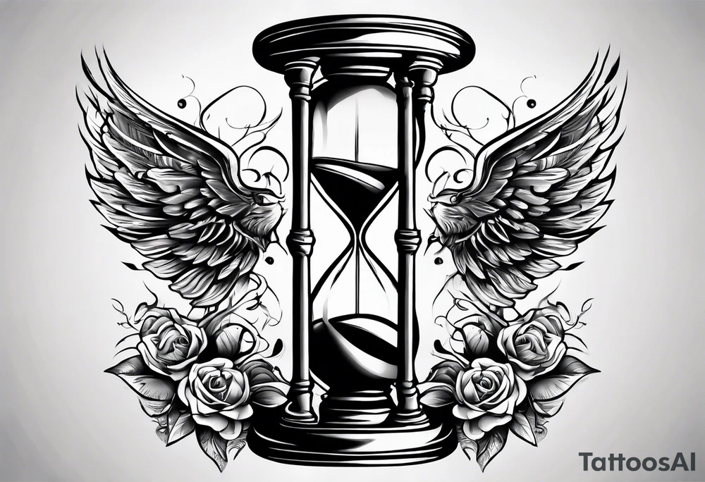 hourglass with wing carpe diem for men tattoo idea