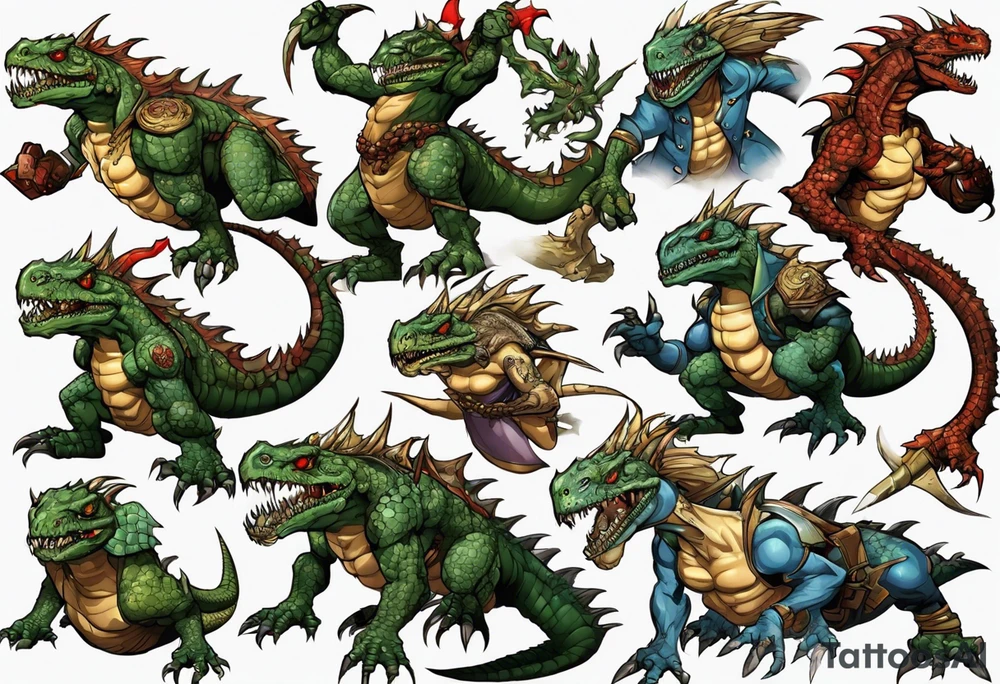 full heroes of might and magic 3 lizardman, happy and nice looking tattoo idea
