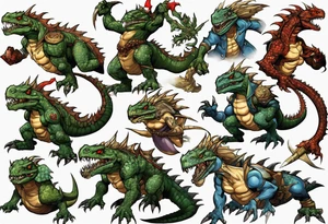 full heroes of might and magic 3 lizardman, happy and nice looking tattoo idea