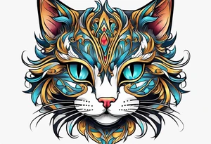 stylized cat face tattoo idea