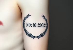 (roman numerals 10.10.2002) inside of laurel crown in an ancient roman styles tattoo idea