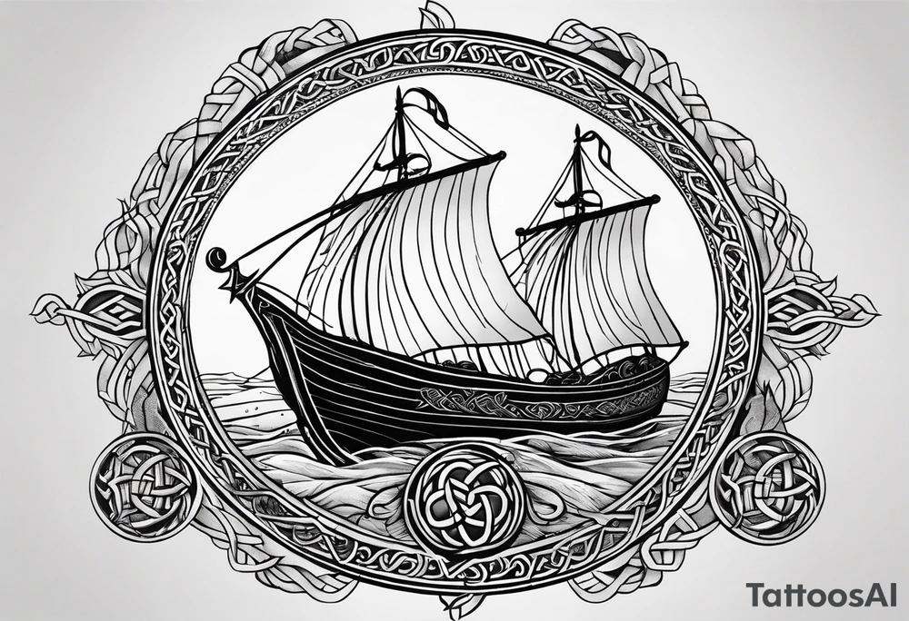 Viking longship, celtic rune compass, Yggdrasil tattoo idea