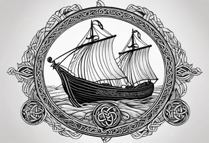 Viking longship, celtic rune compass, Yggdrasil tattoo idea