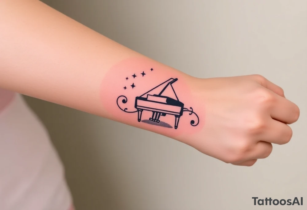 grand piano under the stars swirl treble tattoo idea